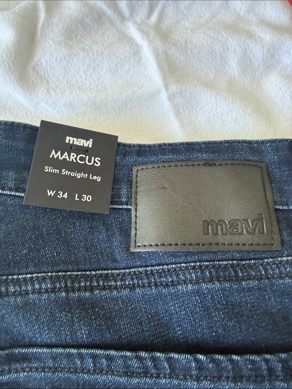 Mavi Marcus Slim Straight Leg Jeans in Dark Blue